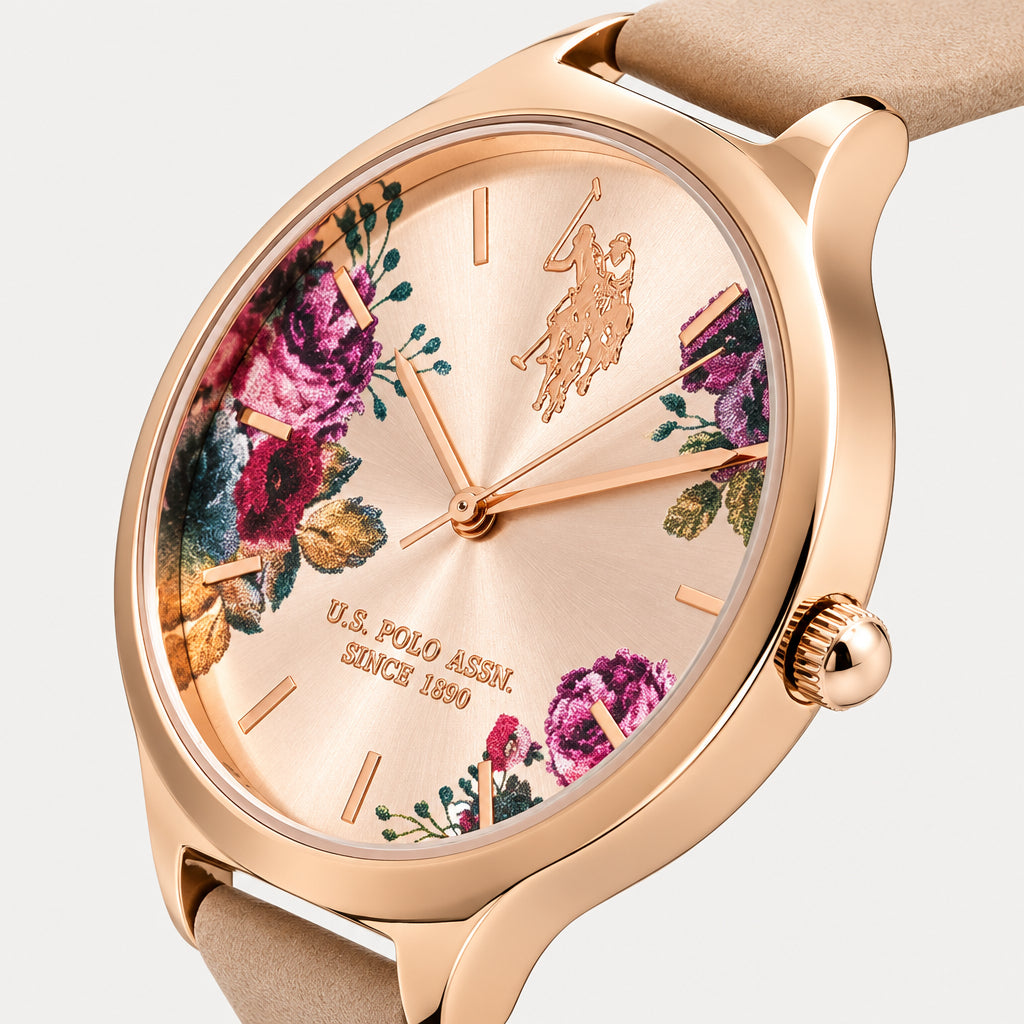 U.S. Polo Assn Watch - Beige Floral Print